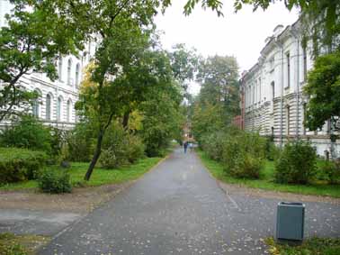 Аллея между главным корпусом и химкорпусом. Тут я любил ездить на велосипеде.  