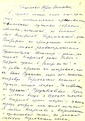  
Оригинал письма хранится в Центральном го­сударственном архиве литературы и ис­кус­ства Санкт-Петербурга (ЦГАЛИ СПб), Шпалерная ул., 34; коллекция В. В. Рольник, фонд № 394, оп.1, д.№33. 